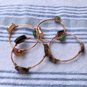 4 Handmade Copper wire stone bracelets Bourbon & Bowties